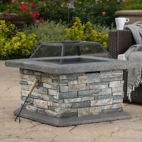 Streamdale 28" Square Fire Pit With Iron Shield