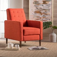 Streamdale Mid-Century Modern Button-Tufted Recliner With Beech Wood Legs