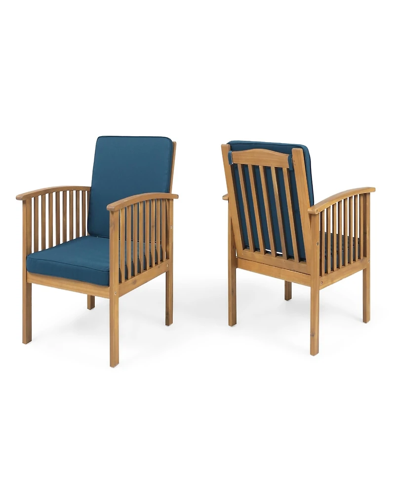 Simplie Fun Acacia Wood Club Chairs With Teal Cushions (Set Of 2)