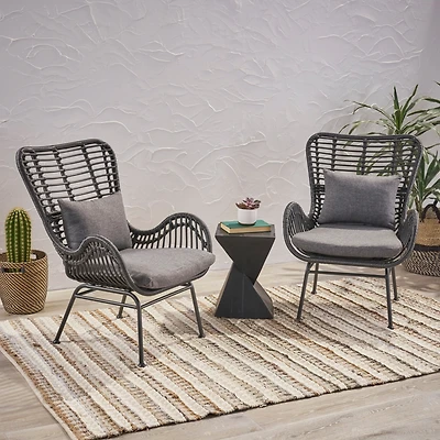 Streamdale Modern Rattan Chair With Curved Seating And Cozy Cushions