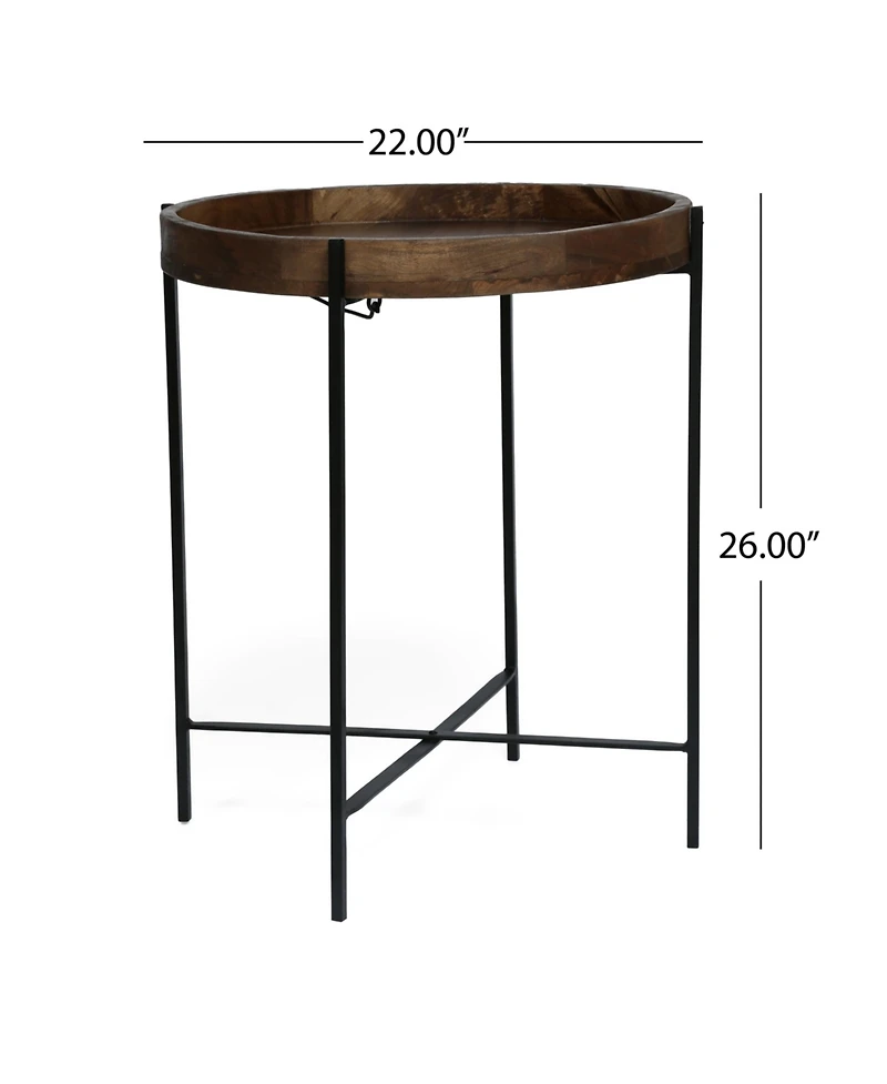 Streamdale Furniture Modern Industrial Round End Table With Tray Top
