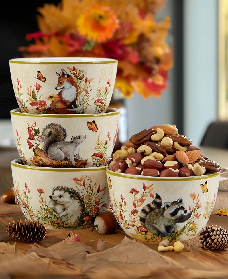 Certified International Woodland Critters Ice Cream Bowls, Set of 4