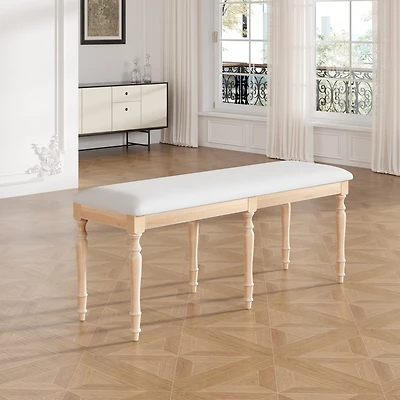Streamdale Vintage 50.4" Upholstered Dining Bench with Turned Legs