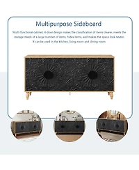 Streamdale Furniture Black Carved Symmetrical Door with Wood Frame