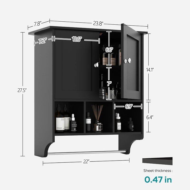 Streamdale Premium Bathroom Cabinet with Ample Storage and Towel Bar