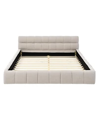 Streamdale Queen Size Upholstered Platform Bed with Chenille Fabric Headboard