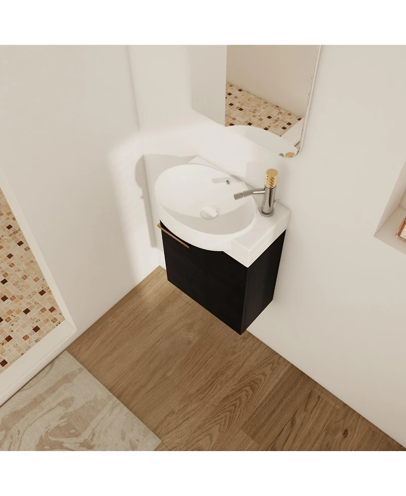 Simplie Fun Compact Wall-Mounted Vanity with Soft-Close Doors