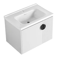 Wall-Mounted Vanity with Ceramic Sink and Soft-Close Doors