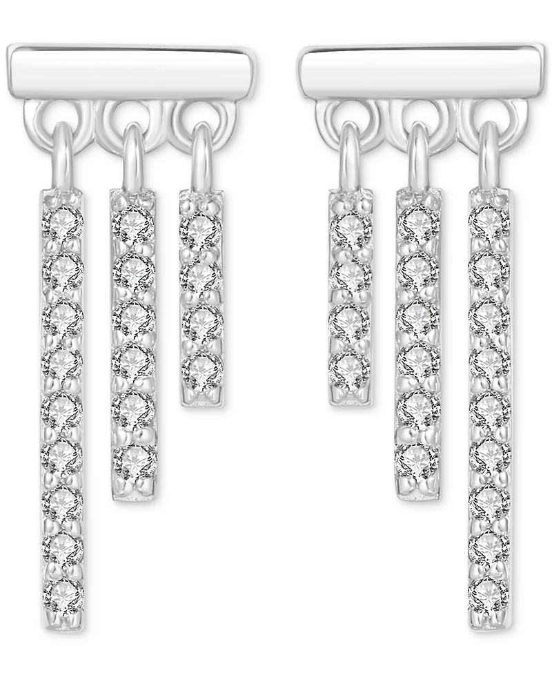 Diamond Graduated Triple Bar Drop Earrings (1/5 ct. t.w.) in Sterling Silver