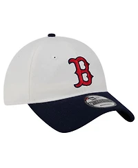New Era Men's Cream Boston Red Sox Leather Strap 9TWENTY Adjustable Hat