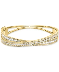 Effy Diamond Round & Baguette Crossover Bangle Bracelet (2-1/6 ct. t.w.) in 14k Yellow Gold