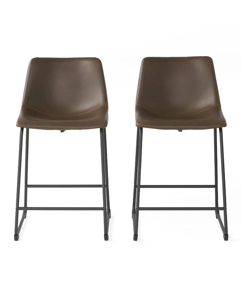 Streamdale Vintage Brown Counter Stools (Set Of 2) With Wide Seat