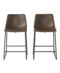 Streamdale Vintage Brown Counter Stools (Set Of 2) With Wide Seat