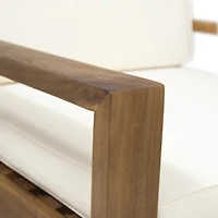 Simplie Fun Acacia Wood Club Chair With Wire Brushed Finish