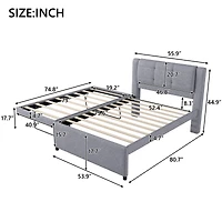 Streamdale Beige Upholstered Platform Bed with Trundle