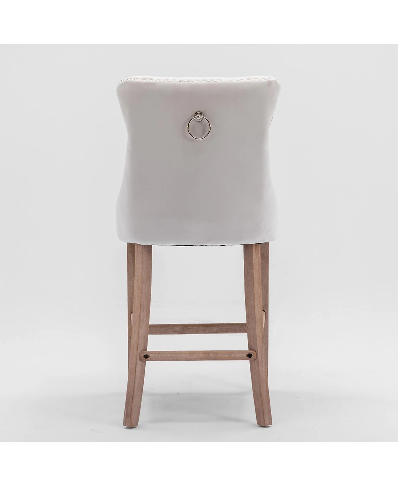 Streamdale Furniture Velvet Barstools with Button Tufted Backrest and Chrome Trim (Set Of 2)