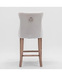 Streamdale Furniture Velvet Barstools with Button Tufted Backrest and Chrome Trim (Set Of 2)