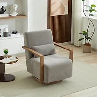Streamdale 30.3"W Swivel Accent Chair with Solid Wood Arms & Comfy Cushion