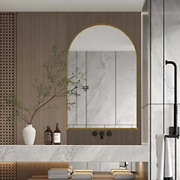 24x36" Recessed Gold Metal Medicine Cabinet with Mirror