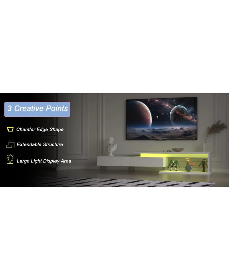 Extendable Led Tv Stand with Remote Control, Multiple Lighting Modes