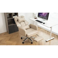 Streamdale Swivel Ergonomic Office Chair with Footrest, Leather, 155 Recline