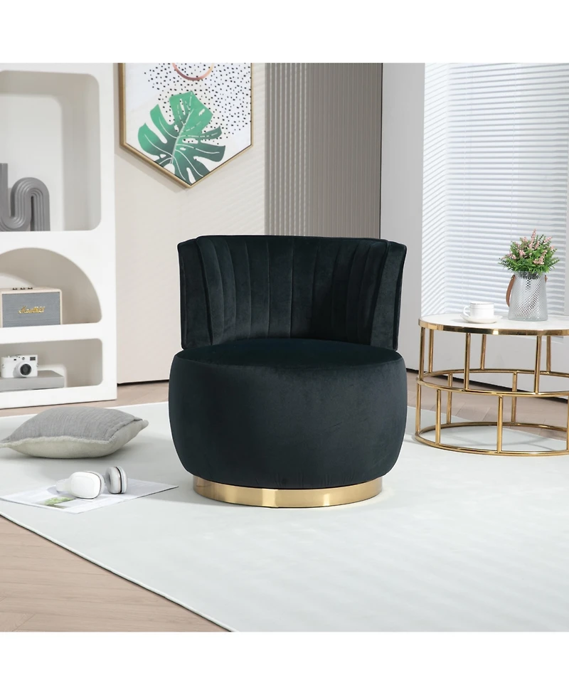 Simplie Fun 360° Swivel Velvet Barrel Accent Chair