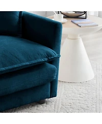 Modular Sectional Sofa with Reversible Ottoman, Blue Chenille