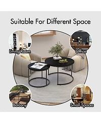 Streamdale 2-Tier Nesting Coffee Table Set with Marble Pattern Top
