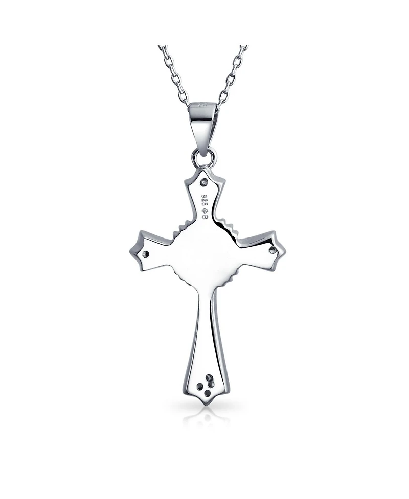 Bling Jewelry Silver Opal Cz Cross Pendant Necklace 18in Chain