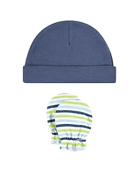 Hudson Baby Baby Boys Hudson Soft Cotton Beanie and Anti-Scratch Hand Mitts