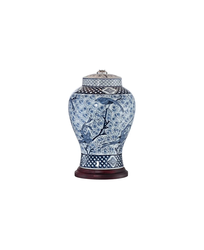 Barnes and Ivy Shonna Traditional Ginger Jar Table Lamps 27" Tall Blue Porcelain with Table Top Dimmer White Shade for Bedroom Living Room Bedsid