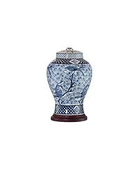 Barnes and Ivy Shonna Traditional Ginger Jar Table Lamps 27" Tall Blue Porcelain with Table Top Dimmer White Shade for Bedroom Living Room Bedsid