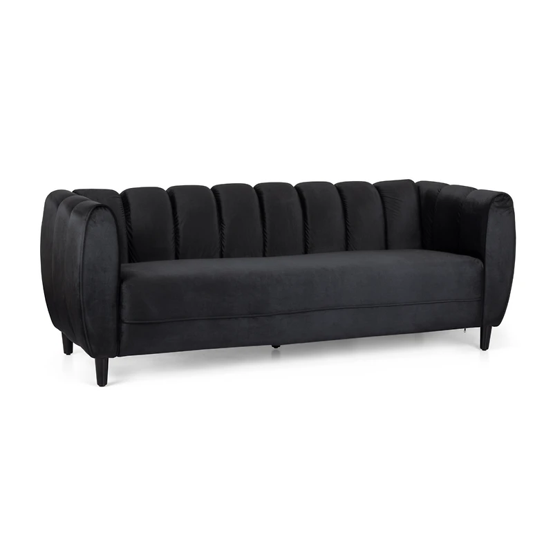Streamdale Furniture Miranda Velvet Sofa: Modern Glam With Channel Stitching