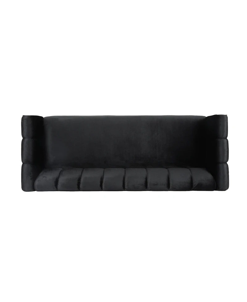 Streamdale Furniture Miranda Velvet Sofa: Modern Glam With Channel Stitching