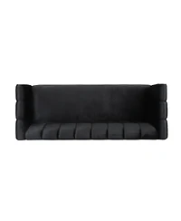 Streamdale Furniture Miranda Velvet Sofa: Modern Glam With Channel Stitching