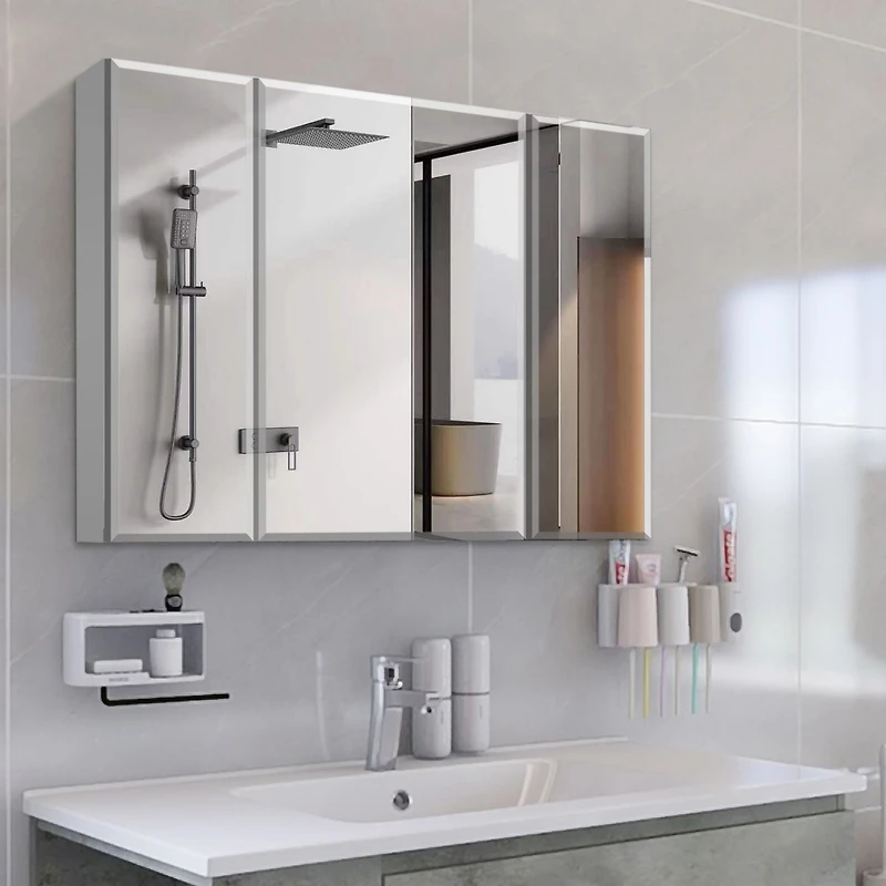 Simplie Fun 36x26" Aluminum Bathroom Cabinet: Recessed or Surface Mount
