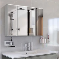 Simplie Fun 36x26" Aluminum Bathroom Cabinet: Recessed or Surface Mount