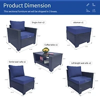 Streamdale 7-Piece Outdoor Rattan Sofa Set with Cushions