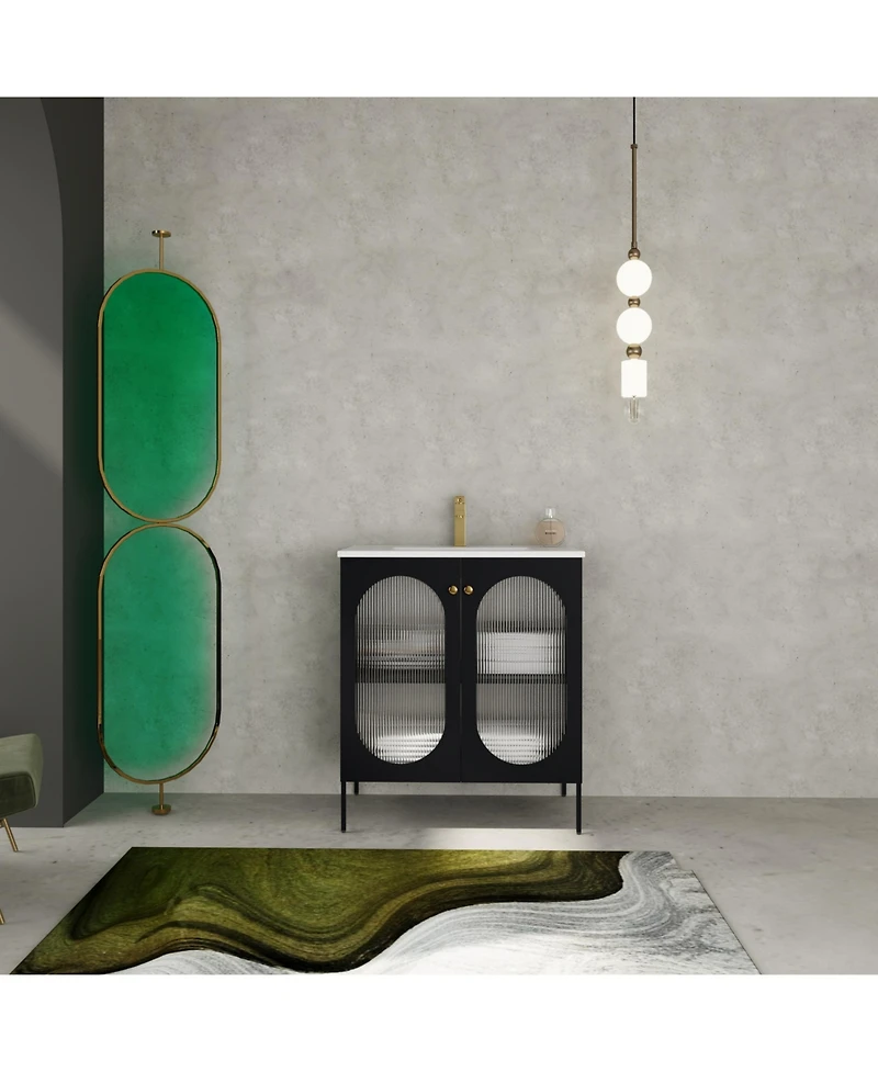 Streamdale 30" Freestanding Vanity with Ceramic Sink, Unique Design