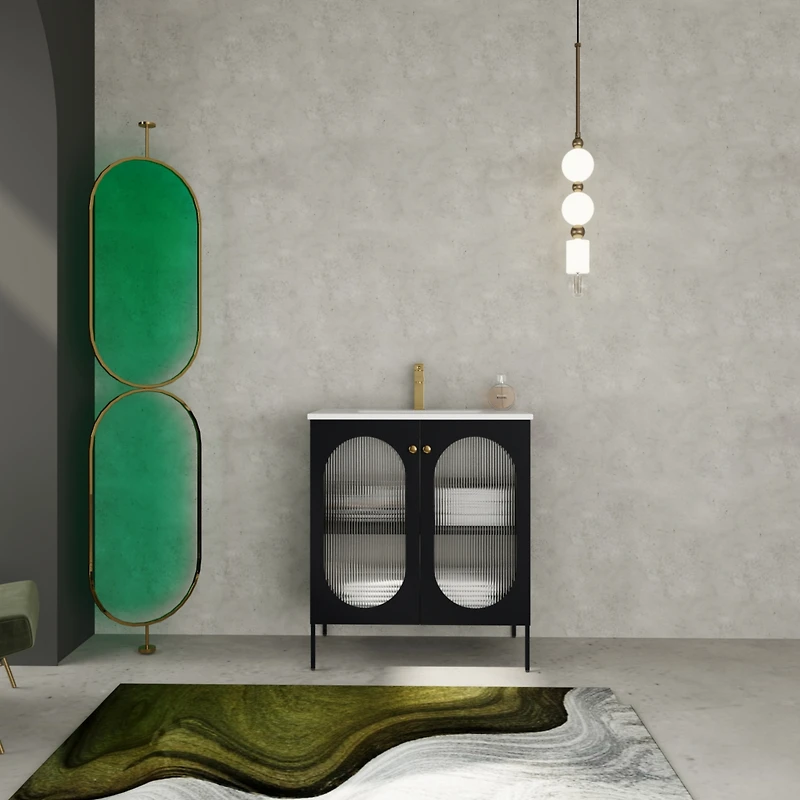 Streamdale 30" Freestanding Vanity with Ceramic Sink, Unique Design