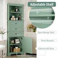 Streamdale Green Triangle Corner Cabinet with Adjustable Shelves & Drawers