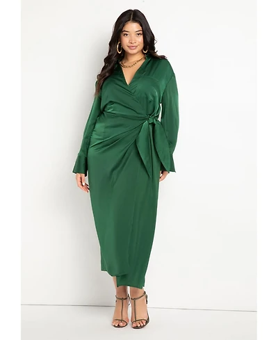 Eloquii Plus Satin Maxi Wrap Dress