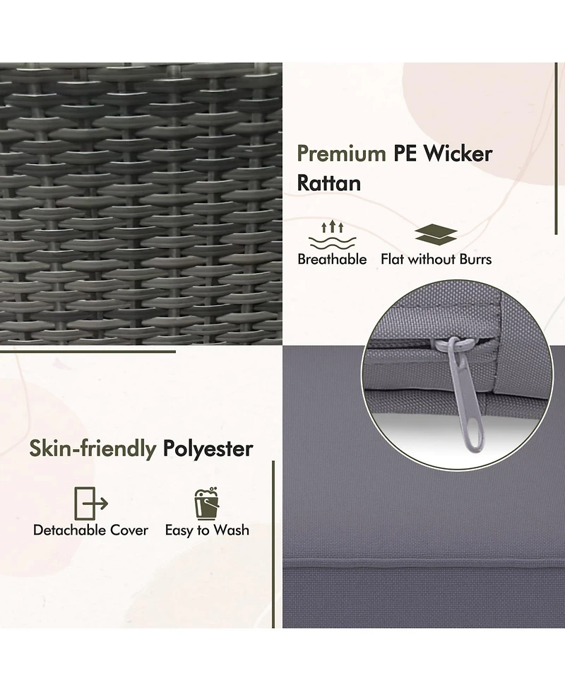 Slickblue 3 Pieces Patio Furniture Set with Cushioned Chairs and Tempered Glass Coffee Table