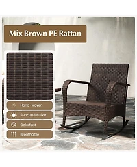 Slickblue 3 Piece Outdoor Rocking Set with Tempered Glass Coffee Table for Backyard Poolside