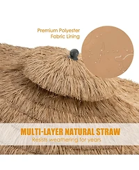 Slickblue 9 Feet Thatched Tiki Umbrella with 8 Ribs