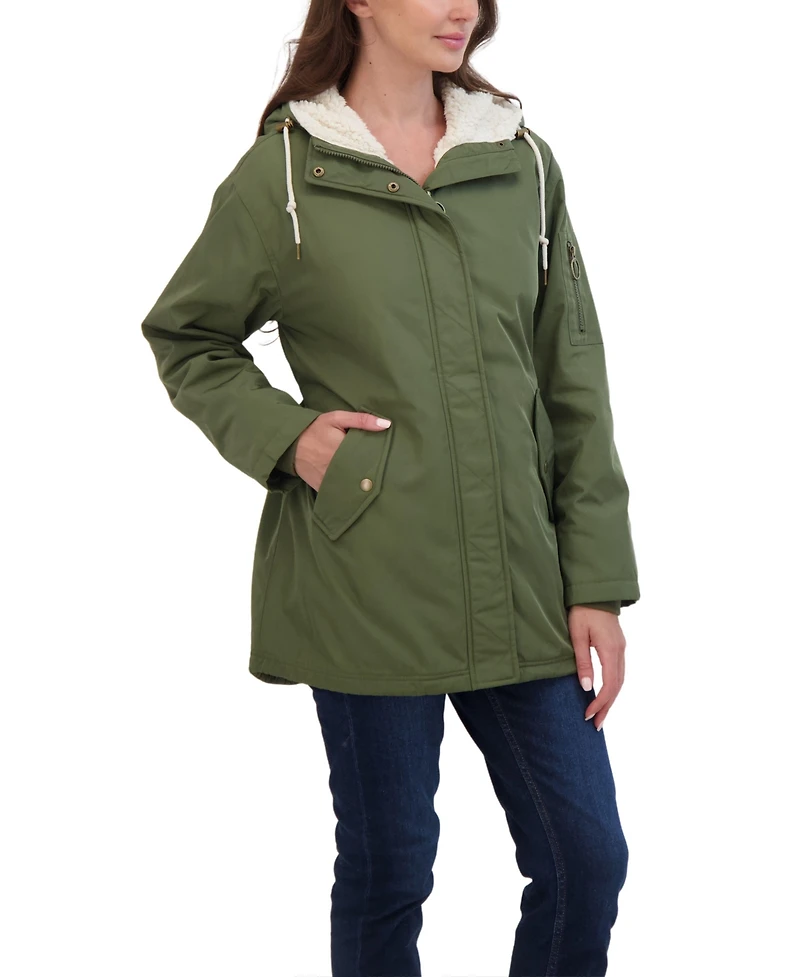 Sebby Juniors' Flight Satin 3/4 Cozy Lined Hooded Jacket