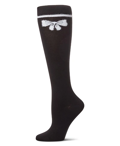 Girls' Fuzzy Bow Knee High Socks