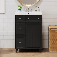 Streamdale 24" Bathroom Vanity with Ceramic Sink Space-Saving Storage