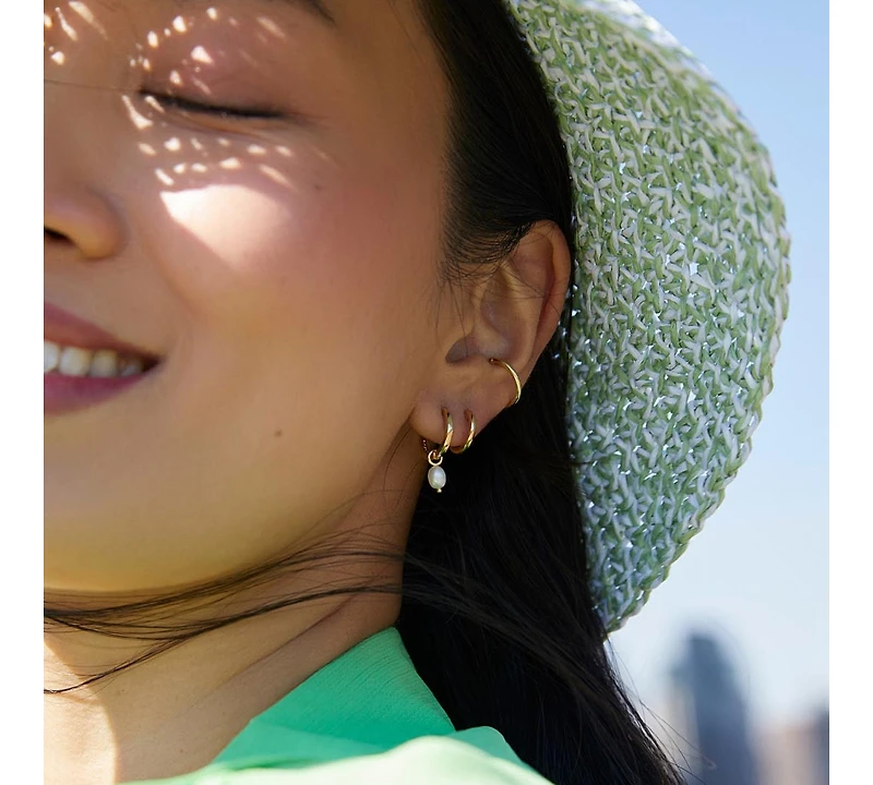 Ana Luisa Pearl Huggie Hoops - Frida