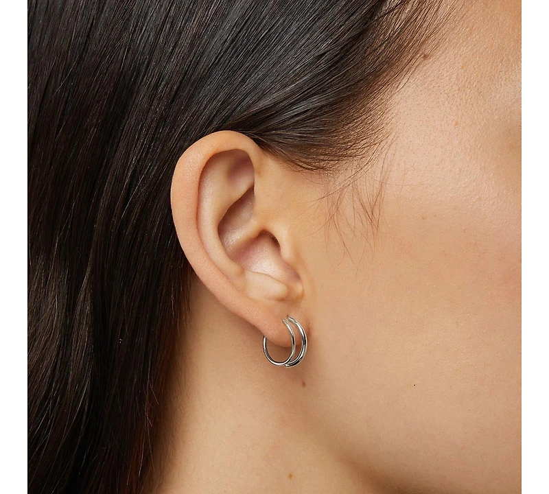 Ana Luisa Double Hoop Earrings - Harley Silver